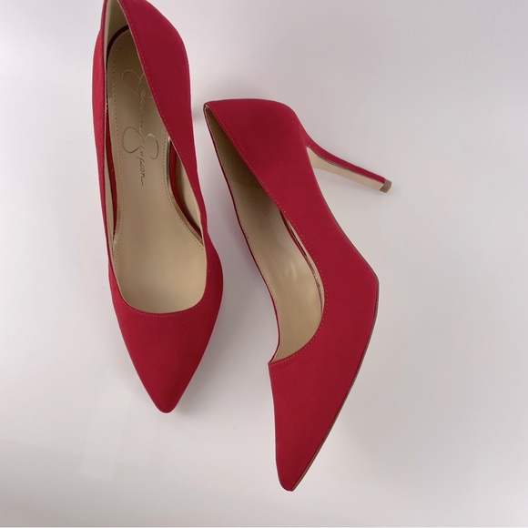 Jessica Simpson - Red Suede Closed Toe Pumps - Picture 6 of 11